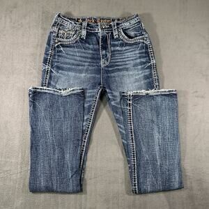 Rock Revival Saoirse Curvy High Rise Bootcut Jeans Size 28 Thick Stitch